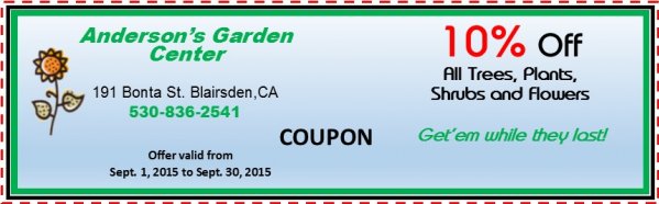 Online Coupons Anderson S Garden Center